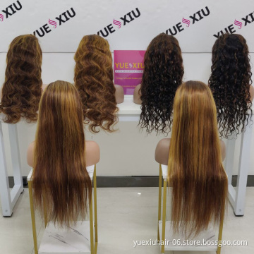 150% 200% Density Wholesale Vendor Raw Brazilian HD Transparent Swiss Glueless  Full Lace Frontal Highlight Human Hair Wigs